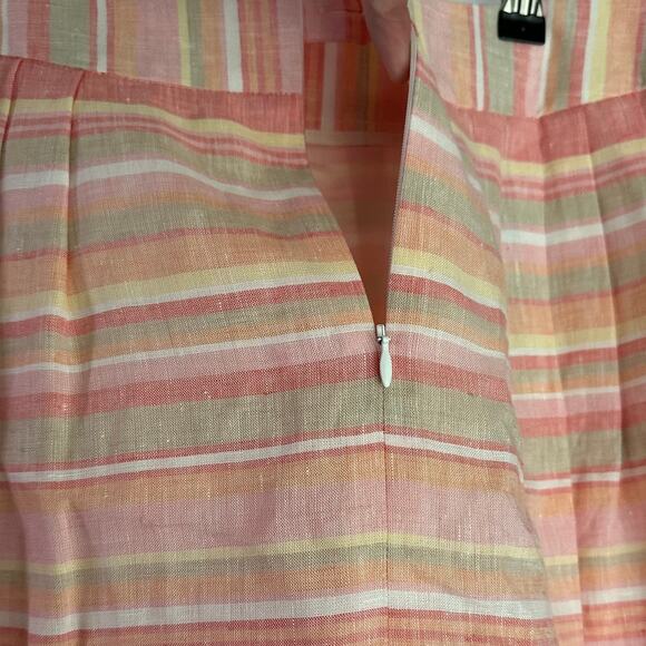 NWT Brooks Brothers 100% Linen Striped A Line Knee Length Lined Skirt Pink Sz 8 - Picture 6 of 9